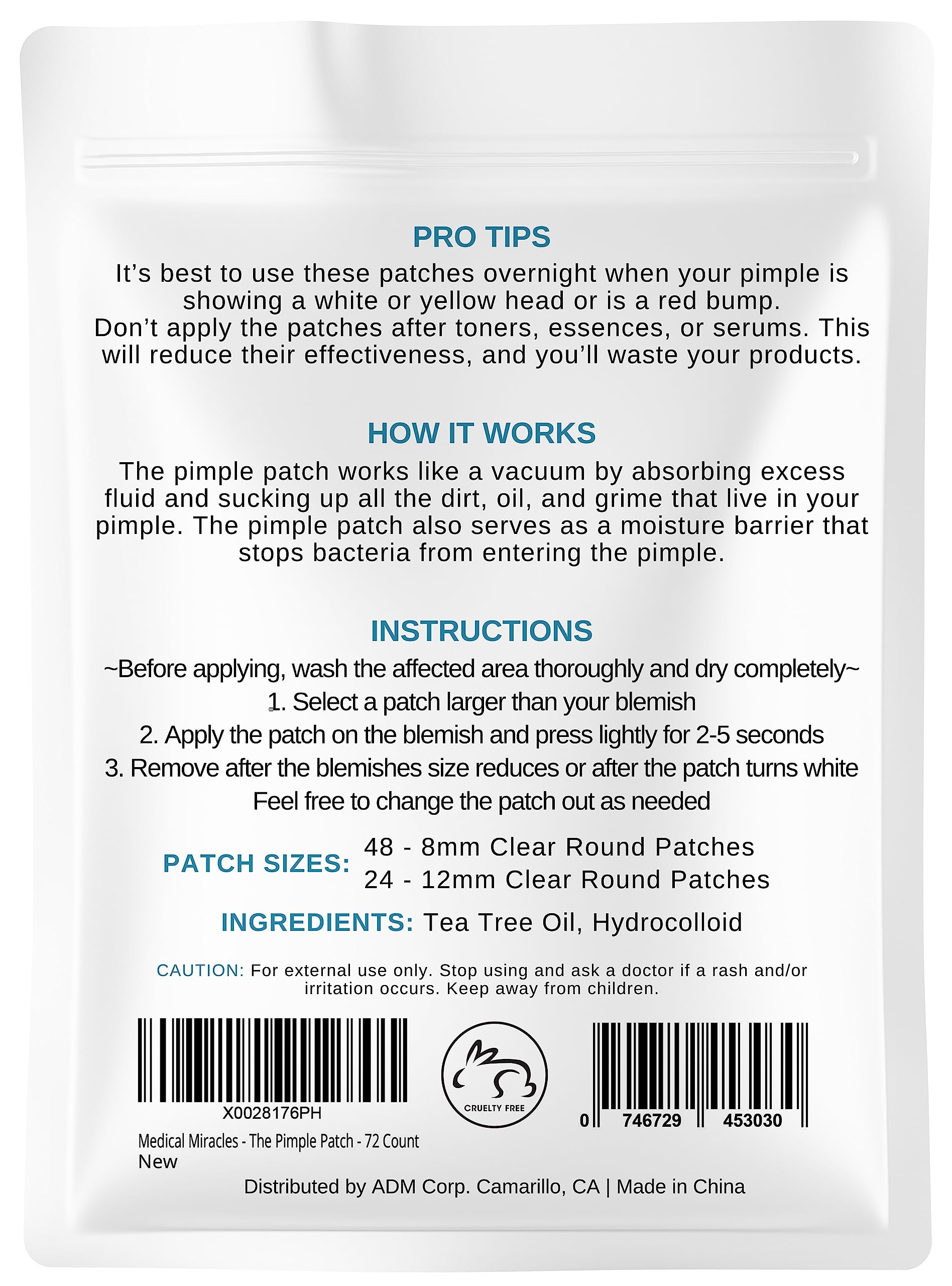 Medical Miracles close-up of a single clear hydrocolloid patch showing thin texture and discreet appearance
