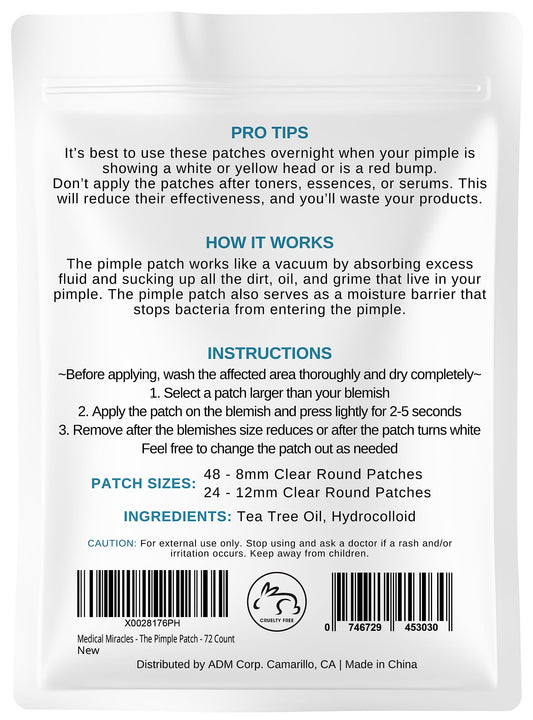 Medical Miracles close-up of a single clear hydrocolloid patch showing thin texture and discreet appearance