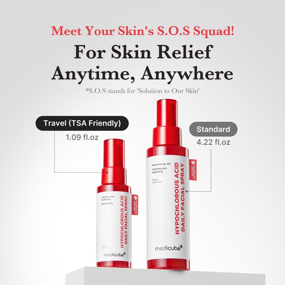 medicube spraying mist onto face showing immediate refreshing benefit