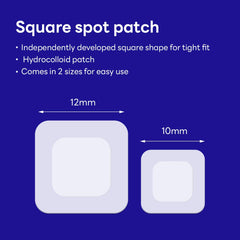 MEDIHEAL patch beside a coin showing scale and portability for on-the-go spot coverage