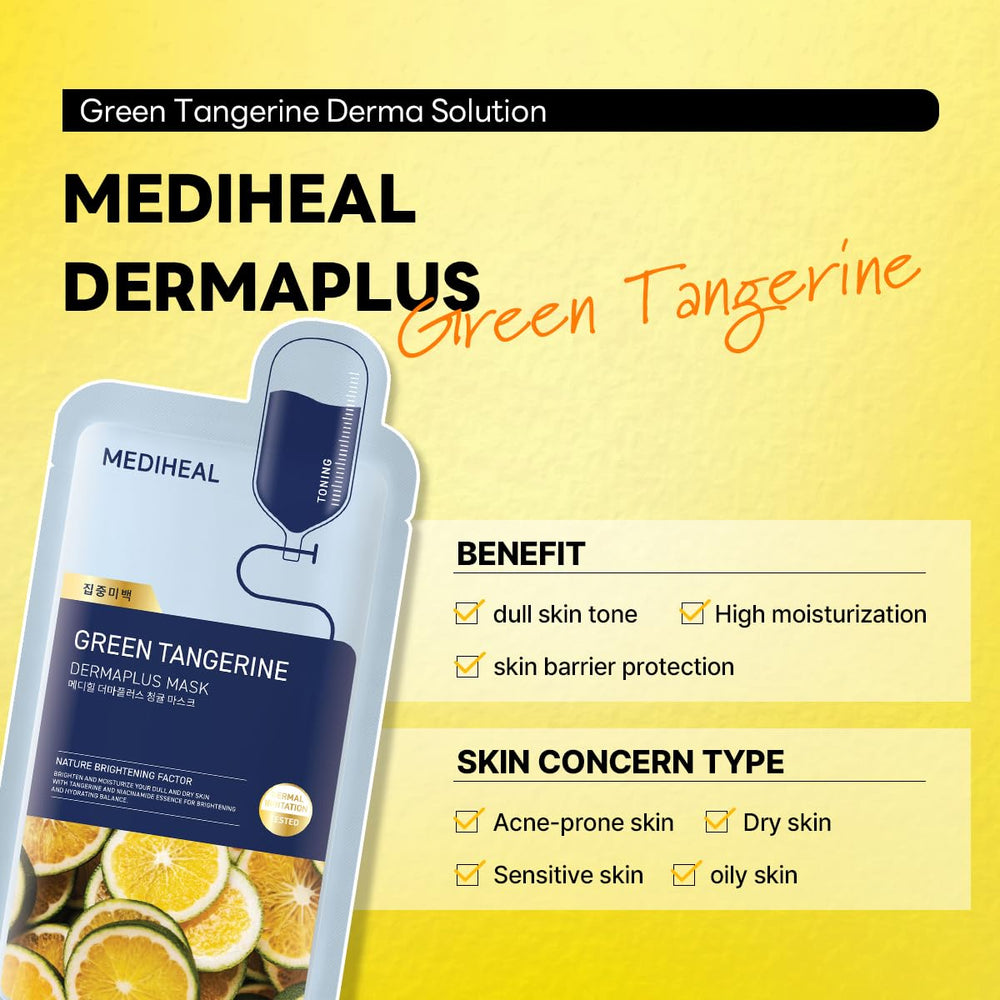 MEDIHEAL model wearing the mask showing coverage and immediate soothing effect