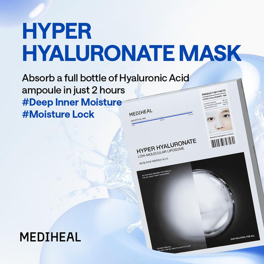 MEDIHEAL hydrogel close-up showing translucent sheet and cooling texture for hydration