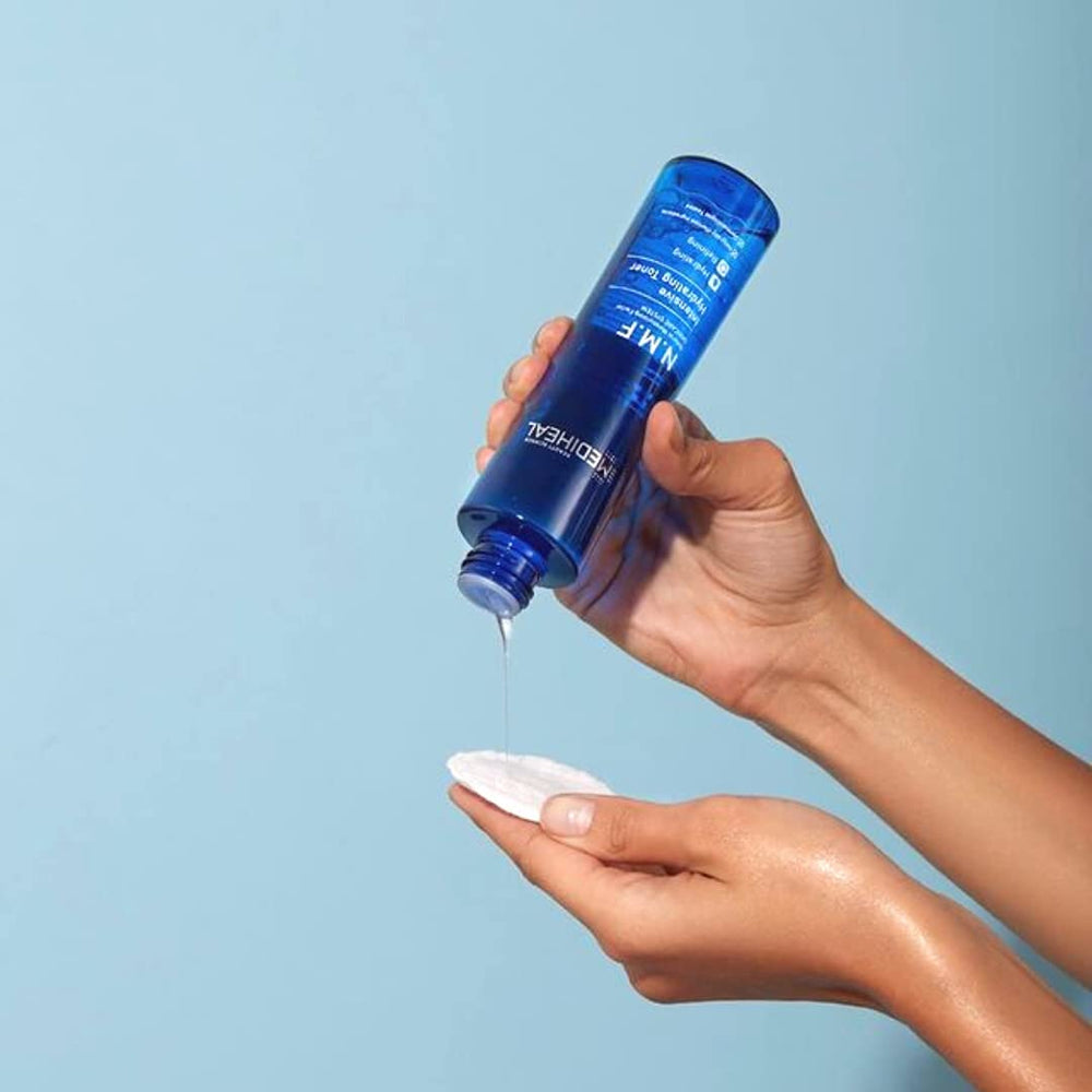 MEDIHEAL toner applied on skin in palm showing quick absorption benefit