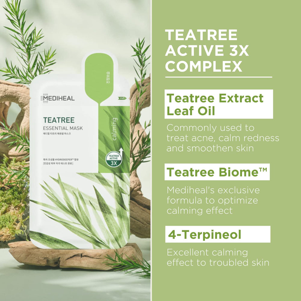 MEDIHEAL mask applied on model demonstrating soothing fit and immediate calming effect