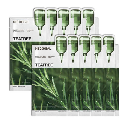 MEDIHEAL front packaging showing 10-piece teatree mask for calming skin