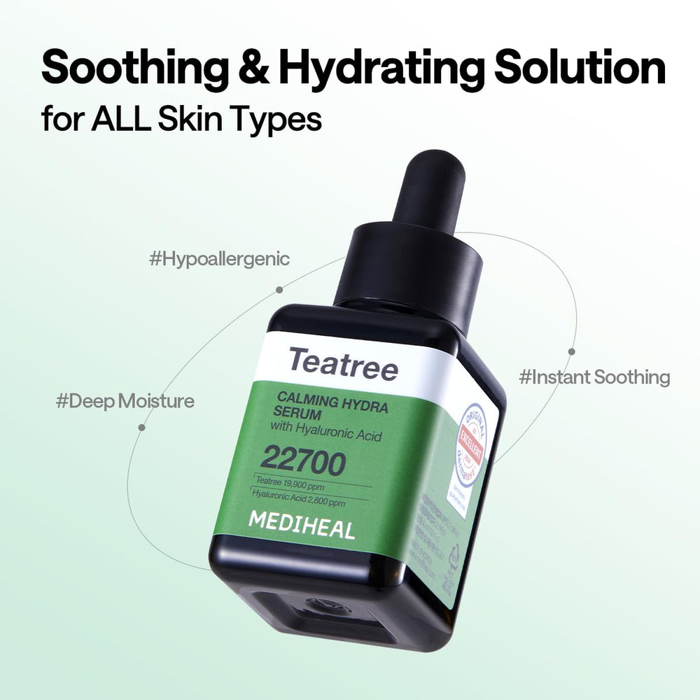 MEDIHEAL label detail featuring tea tree and hyaluronic mention