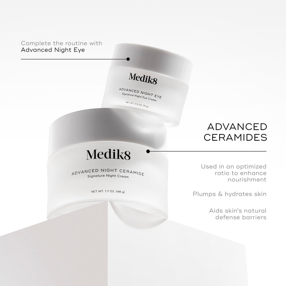 Medik8 jar beside ruler showing 1.7 oz size for travel and everyday use benefit