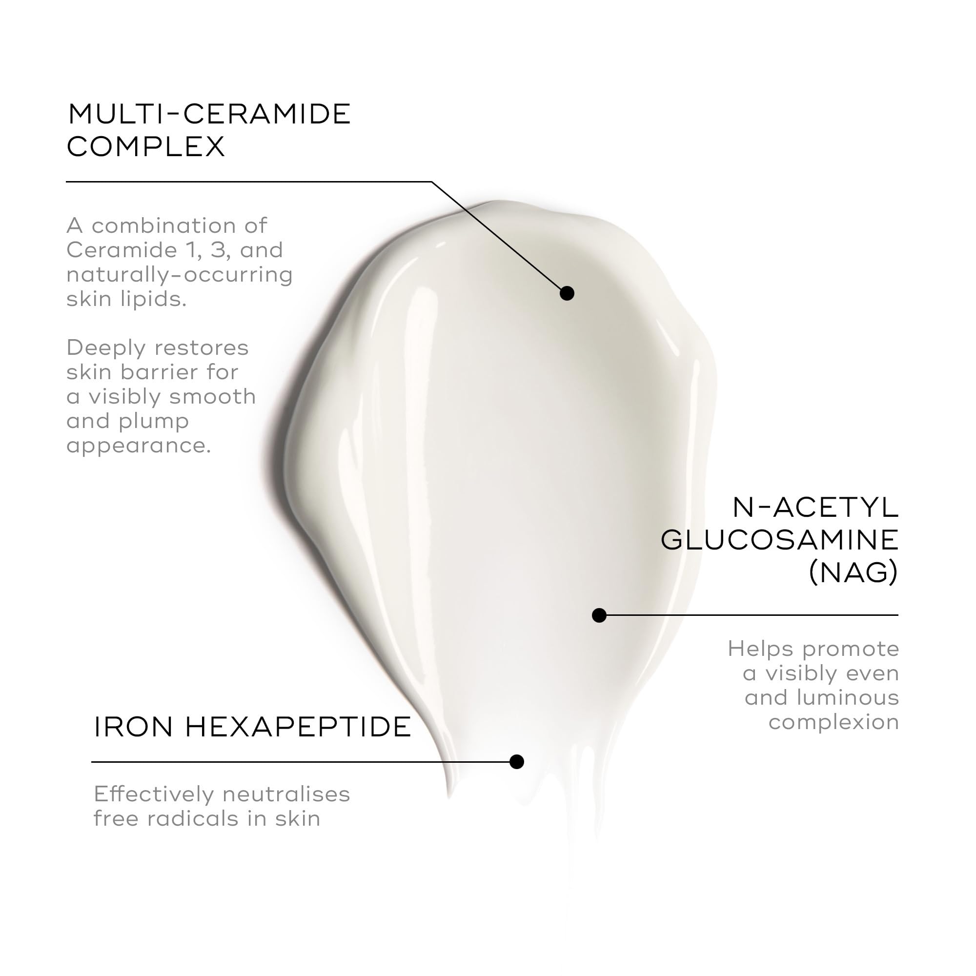 Medik8 cream texture close-up highlighting rich hydration and quick-absorbing finish benefit