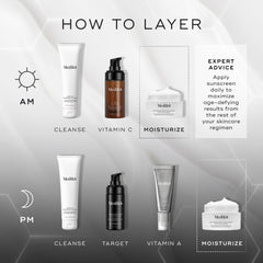 Medik8 applied by model to face demonstrating lifting motion and visible smoothing benefit