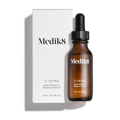 Medik8 bottle front packaging showing label and compact size benefits