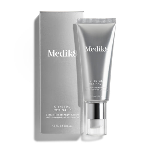 Medik8 front bottle showing product and calm glow benefit