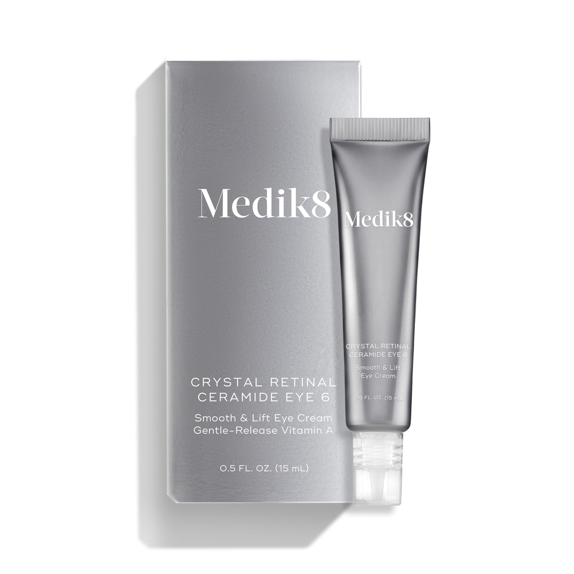 Medik8 eye cream on bathroom counter suggesting daily routine