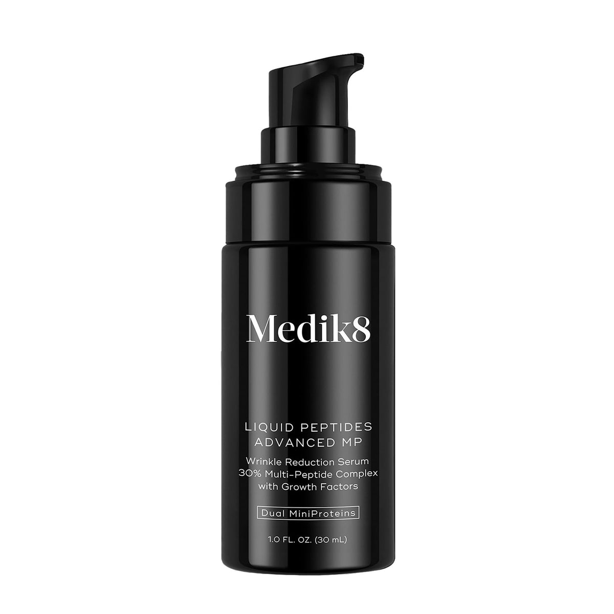 medik8 front packaging shows bottle and box, brand clarity and premium look
