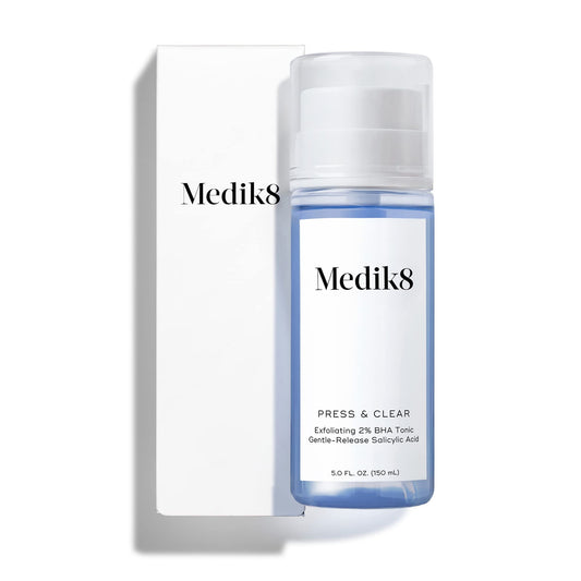 Medik8 front bottle shot showing sleek packaging and clear tonic benefits