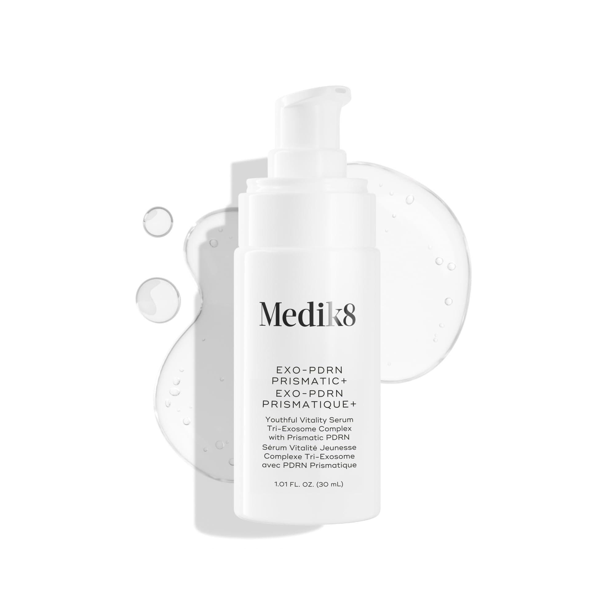 Medik8 Prismatic+ front bottle showing sleek design and product benefit