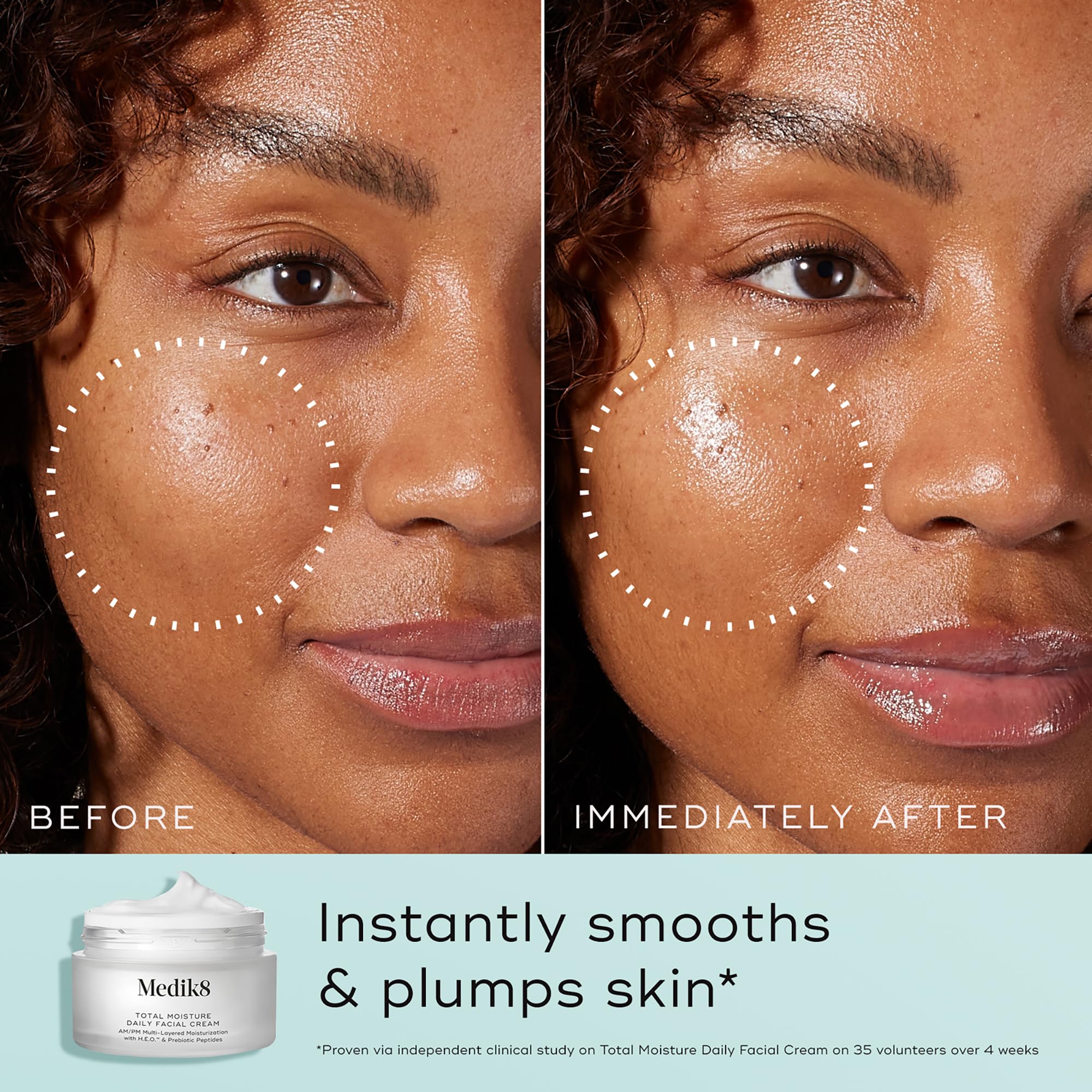 Medik8 open jar revealing smooth white cream for instant moisture