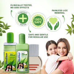 Mediker comb laid beside shampoo and oil for on-the-go grooming