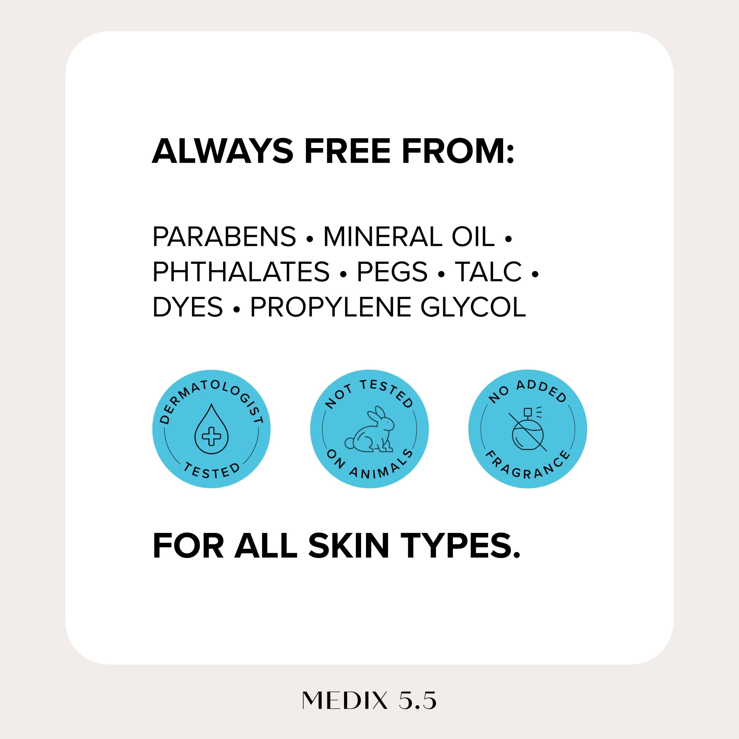 Medix 5.5 applying to face illustrating gentle daily moisturizing benefit