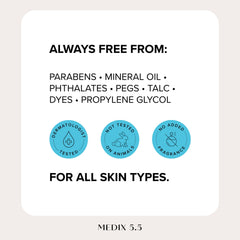 Medix 5.5 applying to face illustrating gentle daily moisturizing benefit