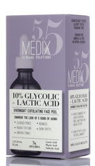 Medix 5.5 label close-up highlighting active acids and claims