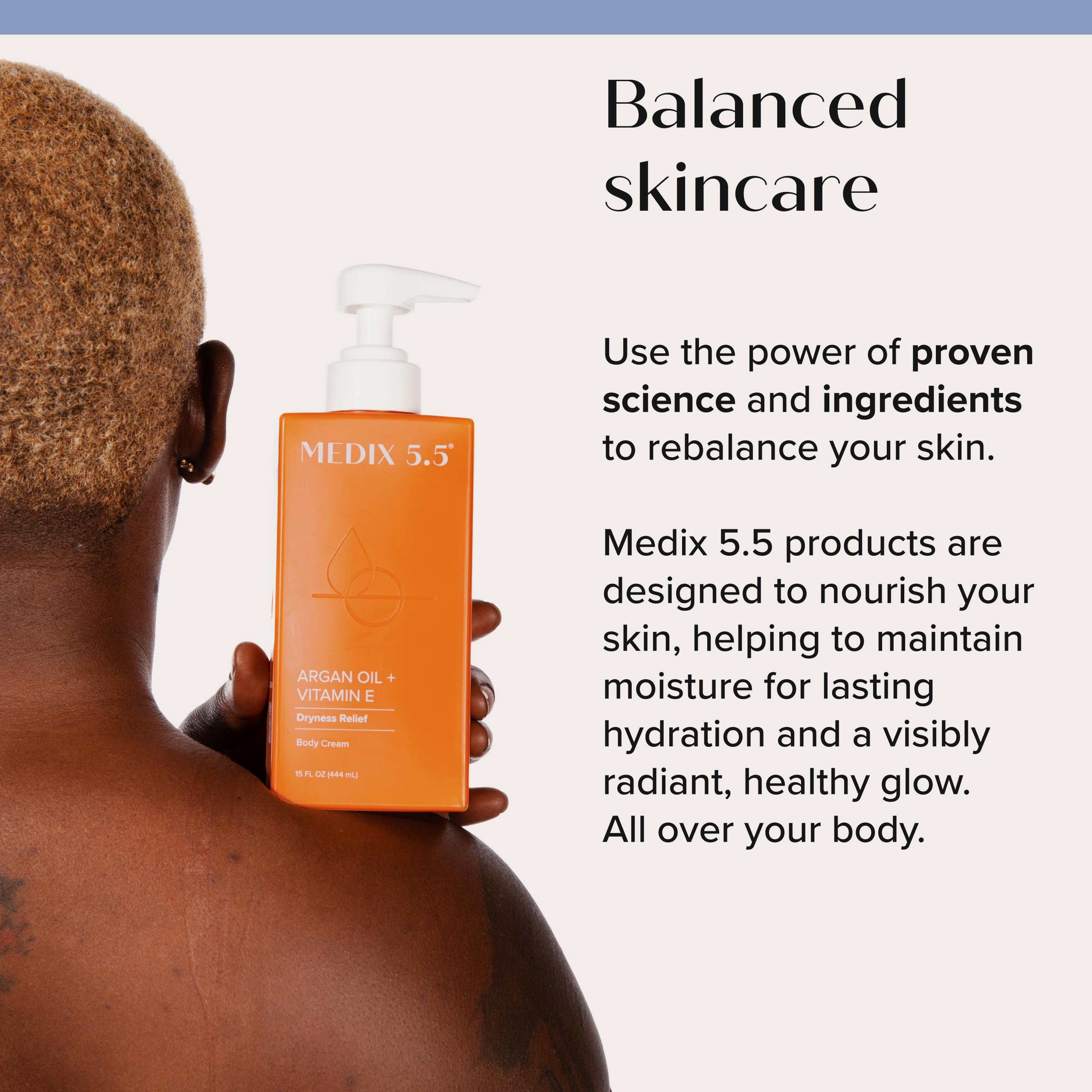 Medix 5.5 set staged on vanity conveying a daily skincare ritual and nourishing results