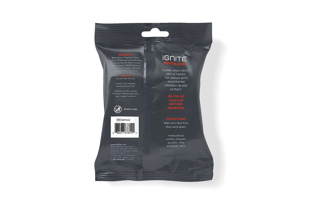 Medline Ignite in use after workout on man's chest illustrating sweat removal benefit