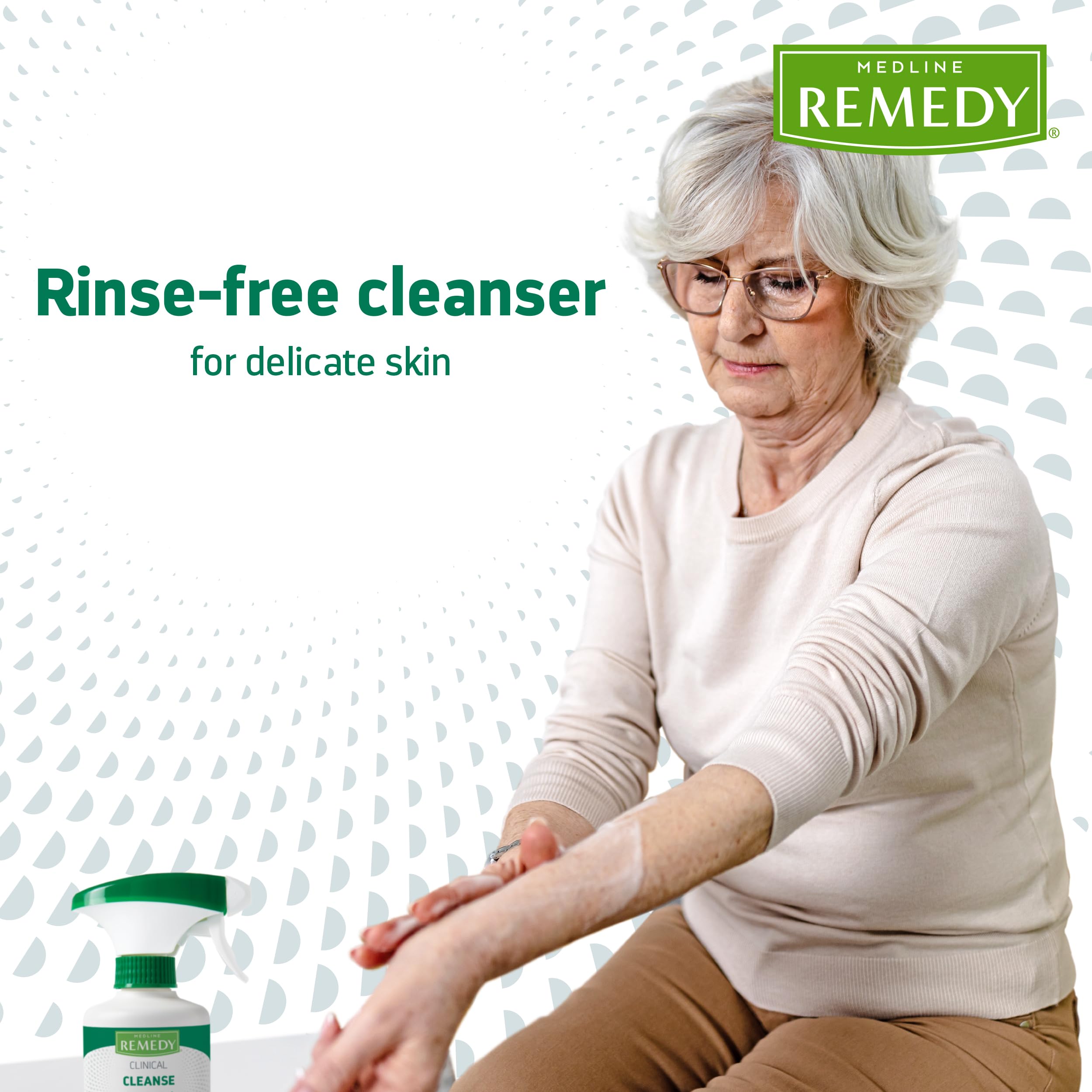 Medline Remedy caregiver using spray at bedside for convenient incontinence care