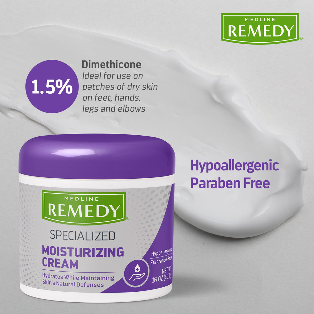 Medline Remedy cream in hand being applied for instant moisturizing benefit