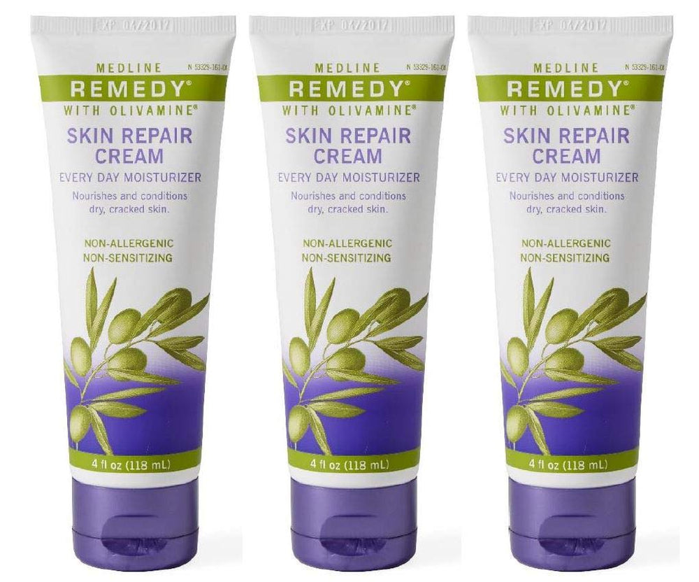 Medline Remedy front packaging showing three 4 oz tubes and sealed bag, clear convenience benefit