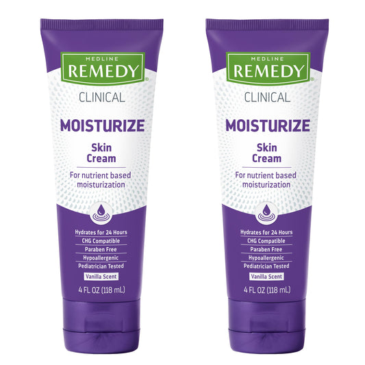 Medline Remedy front packaging showing moisturizer benefits and two-pack