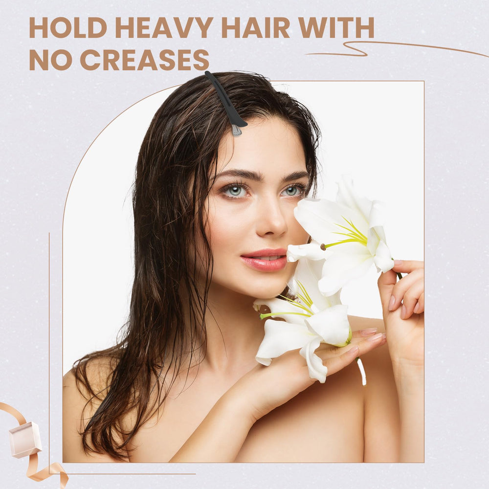 Medoca clips securing rolled hair to show crease-free setting and reliable rolling support