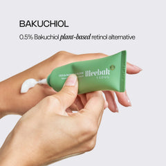 Meebak bakuchiol ingredient jar highlighting plant-derived anti-aging support