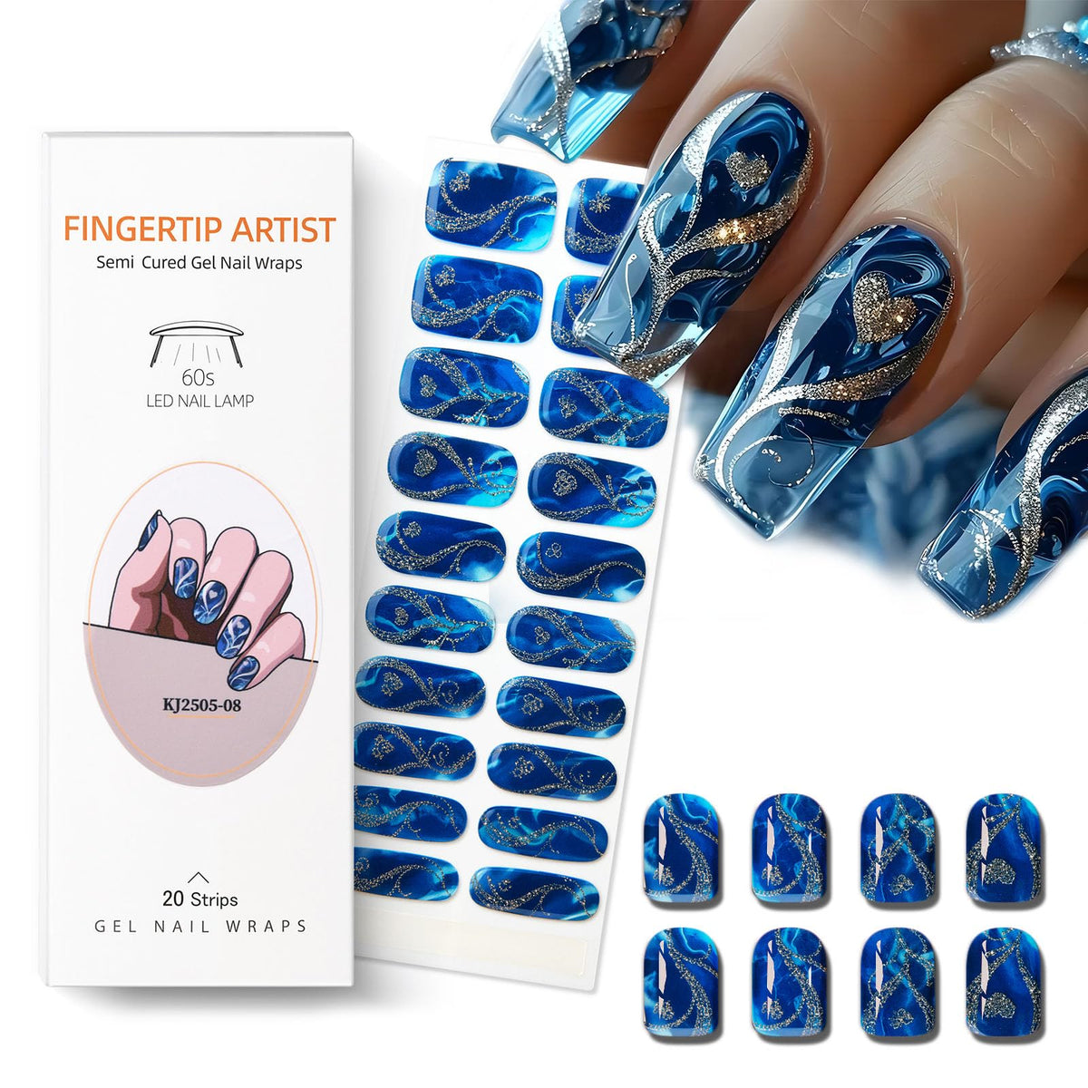 meemooron front packaging showing blue strips and gold hearts, attractive gift presentation