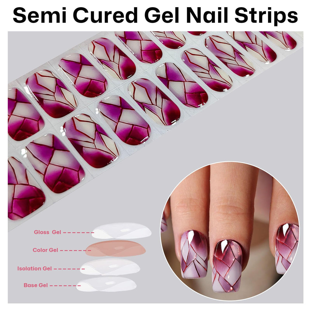meemooron nails in use with red broken glass design delivering salon-quality look