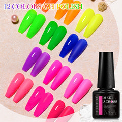 MEET ACROSS bright pink shimmer bottle illustrating bold color payoff