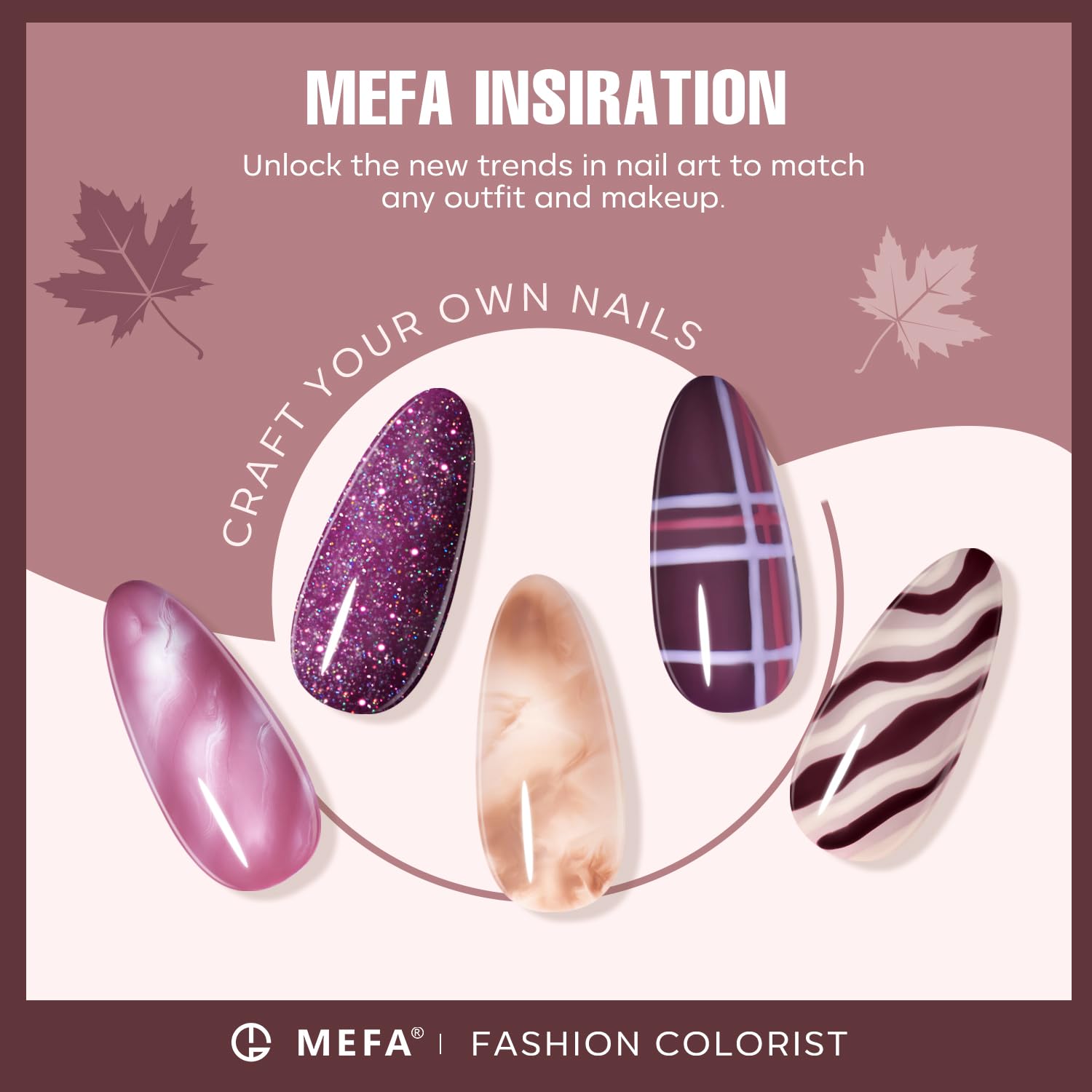 MEFA on-fingers application of several shades showing lasting finish