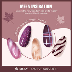 MEFA on-fingers application of several shades showing lasting finish
