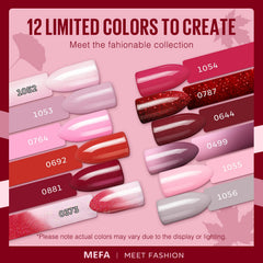 MEFA burgundy glitter shade close-up highlighting sparkle and rich pigment