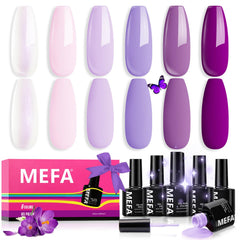 MEFA front packaging showing six purple gel bottles and box, gift-ready benefit