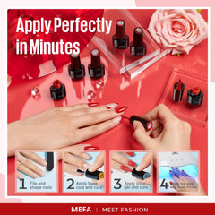 MEFA burgundy shimmer nails in use, showcases versatile evening look