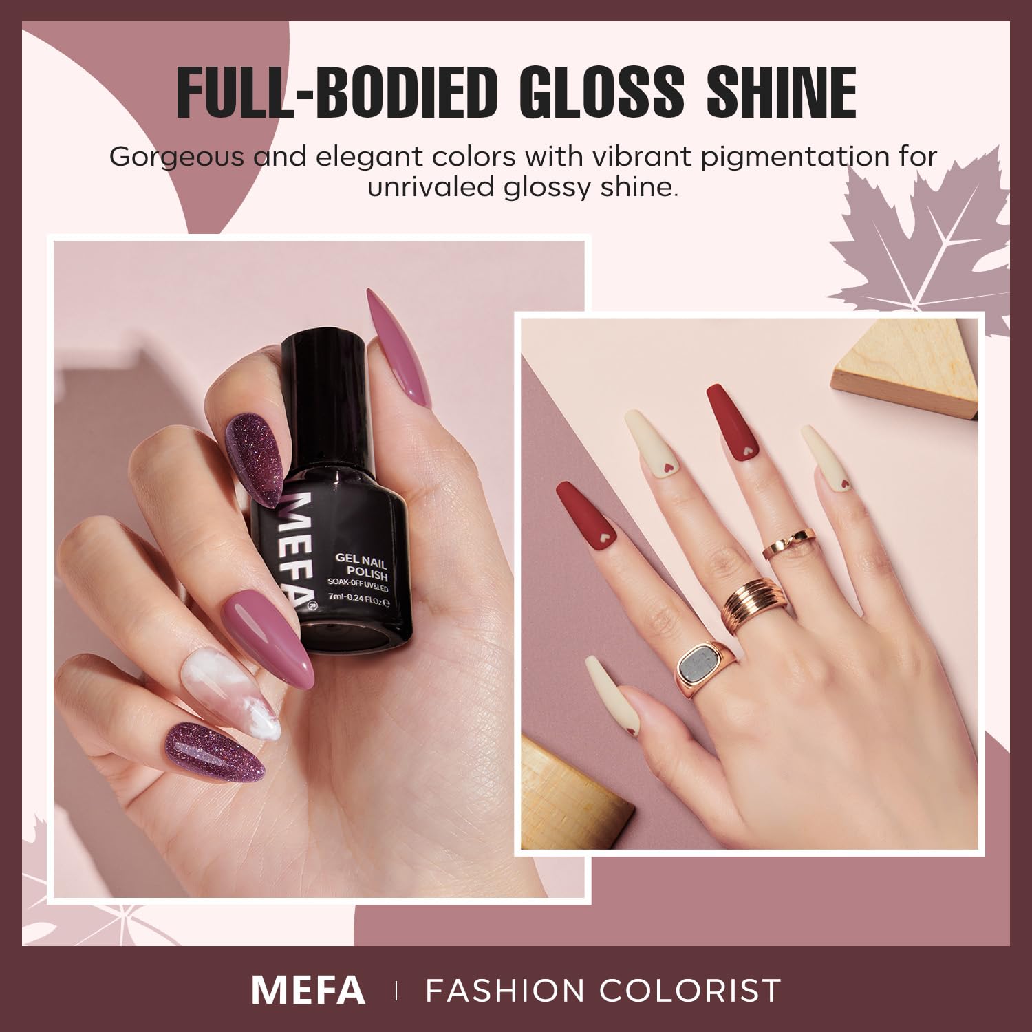 MEFA shades laid out flatlay to compare the fall color range