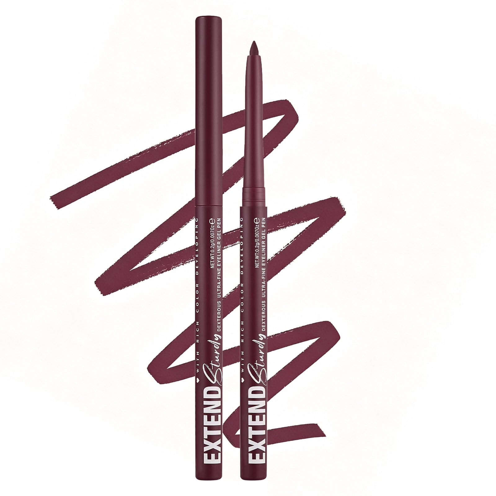 Mefyhtune front packaging showing burgundy pencil and benefit of travel-ready design
