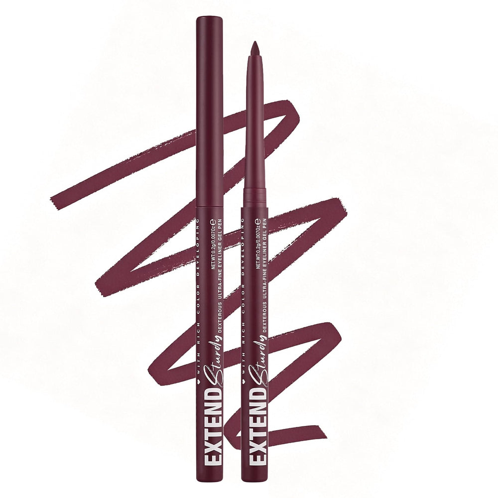 Mefyhtune front packaging showing burgundy pencil and benefit of travel-ready design