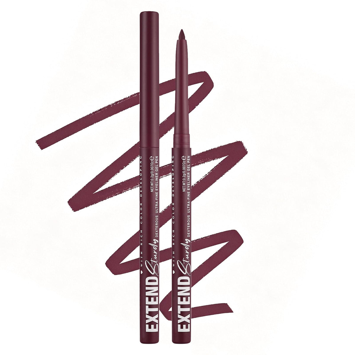 Mefyhtune front packaging showing burgundy pencil and benefit of travel-ready design