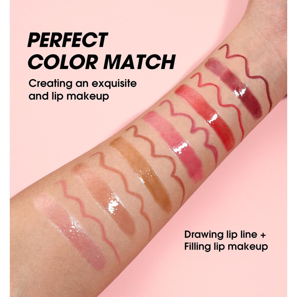 Mefyhtune lip oils texture swatches showing glossy, hydrating finish