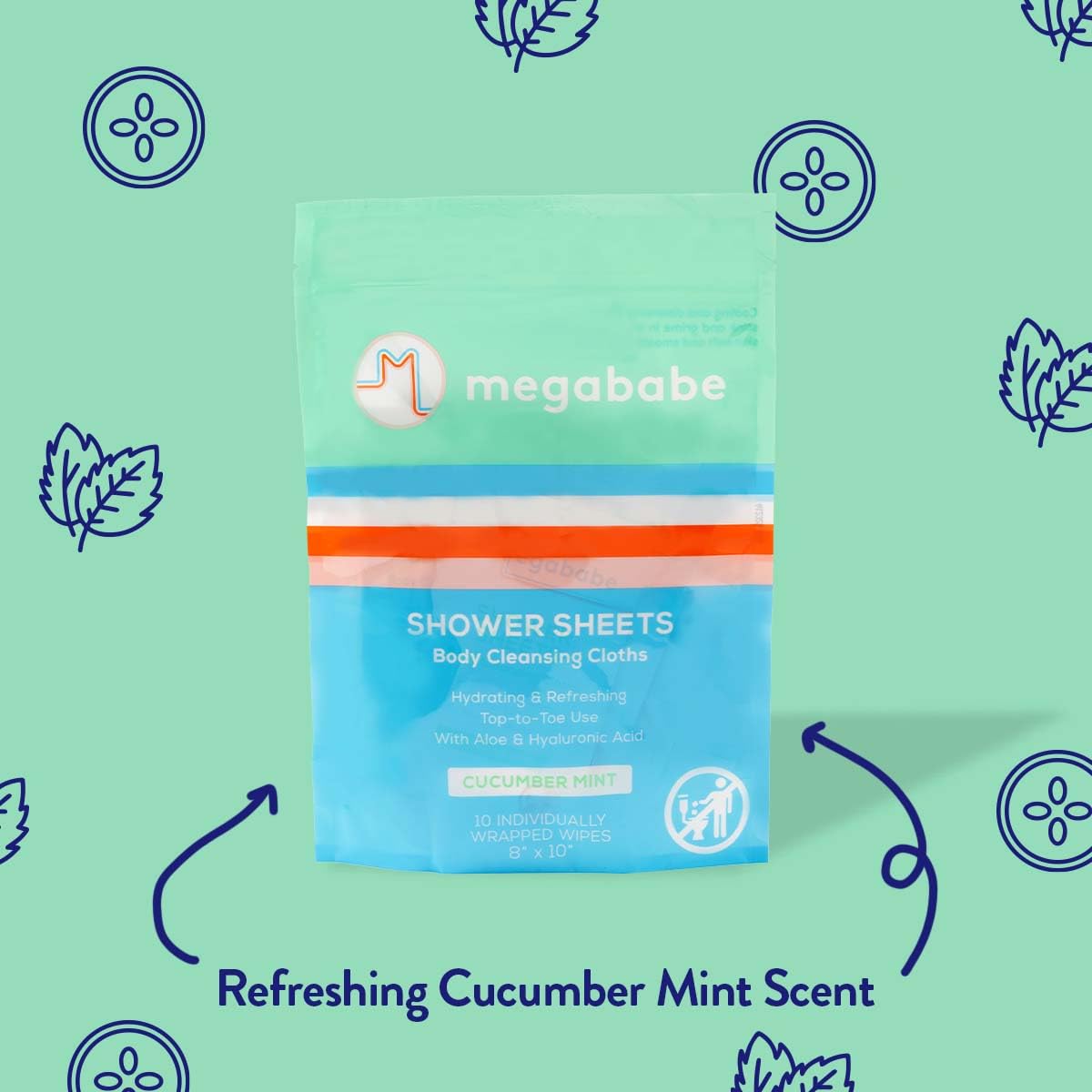 Megababe wipe in hand demonstrating 8x10 inch size and full-coverage benefit