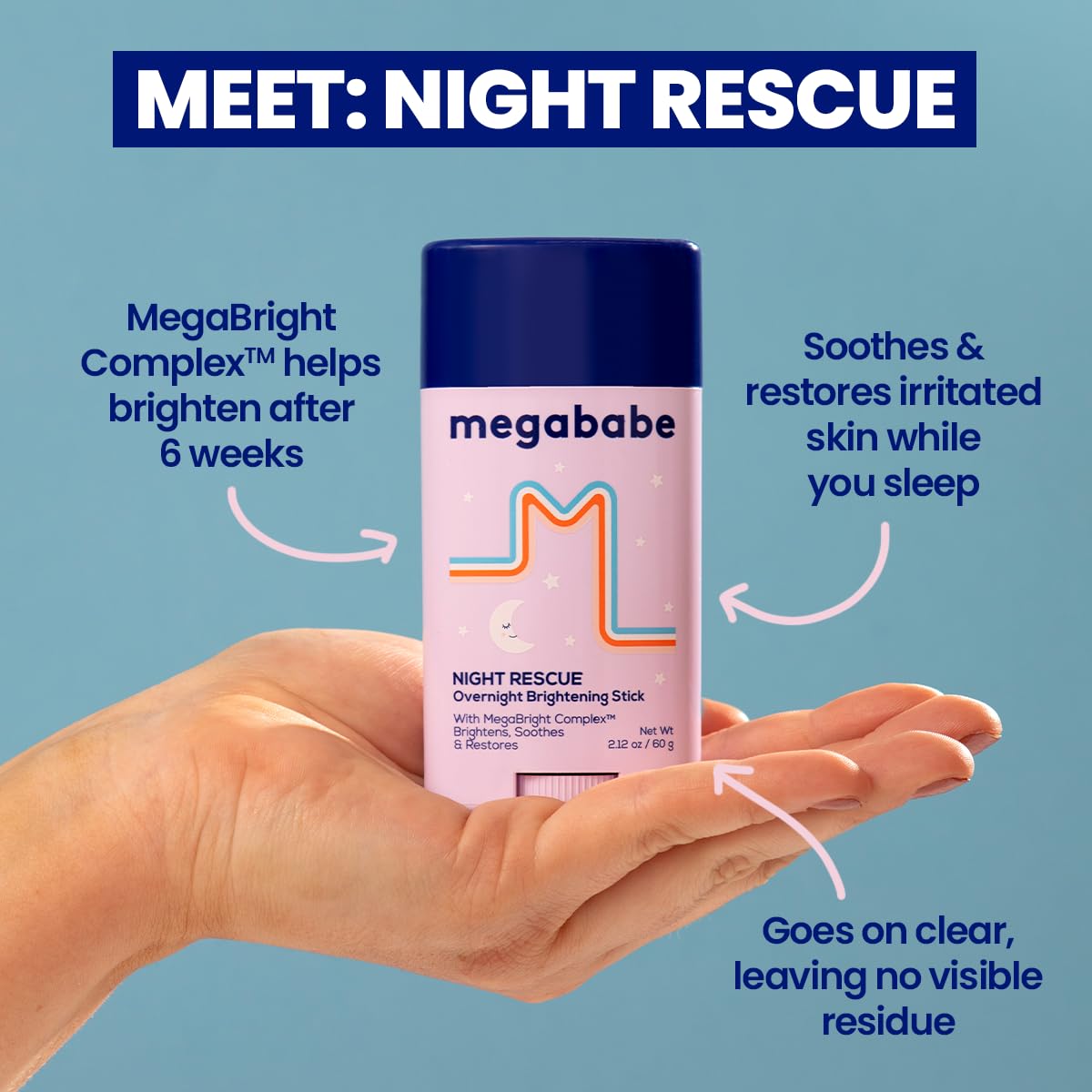Megababe Night Rescue open cap revealing smooth balm texture for easy glide