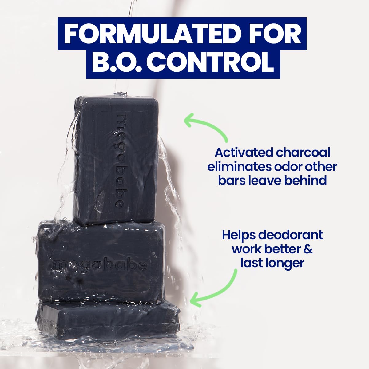 Megababe Space Bar close-up texture highlighting charcoal specks for effective detox action