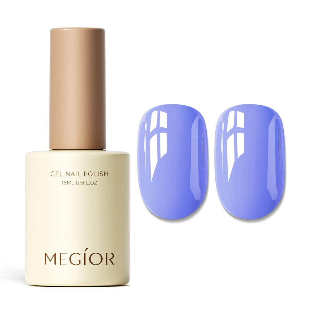 MEGIOR bottle front view showing lilac shade and clear branding, perfect for color choice