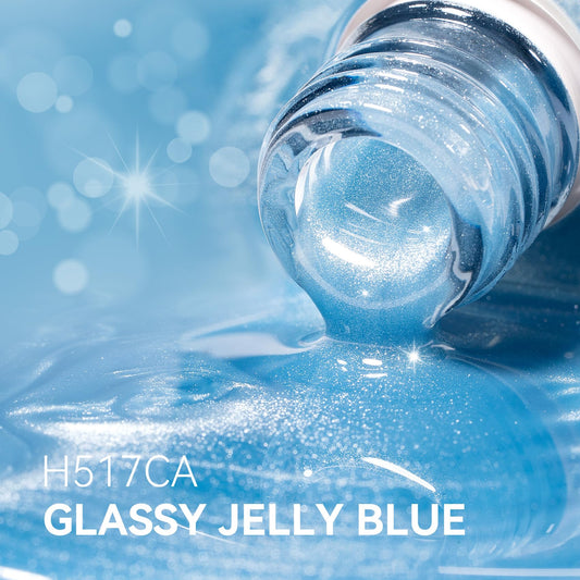 MEGIOR close-up gel texture highlighting blue glitter and shimmer